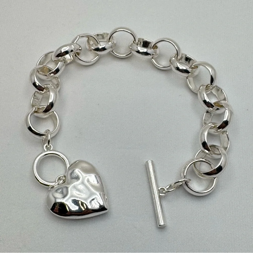Calvin Klein Silver Chunky Chain Heart Toggle Bracelet NWT